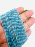 Blue Topaz Round Beads 2 mm Size - Top Quality, Length 40 cm - 100% Natural Blue Topaz Beads