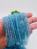 Blue Topaz Round Beads 4 mm Size - Top Quality, Length 40 cm - 100% Natural Blue Topaz Beads