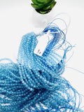 Blue Topaz Round Beads 4 mm Size - Top Quality, Length 40 cm - 100% Natural Blue Topaz Beads