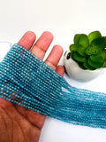 Blue Topaz Round Beads 3 mm Size - Top Quality, Length 40 cm - 100% Natural Blue Topaz Beads