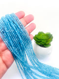 Blue Topaz Round Beads 3 mm Size - Top Quality, Length 40 cm - 100% Natural Blue Topaz Beads