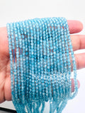 Blue Topaz Round Beads 3 mm Size - Top Quality, Length 40 cm - 100% Natural Blue Topaz Beads