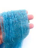 Blue Topaz CUBE Beads 2X2 mm Size - Top Quality, Length 40 cm - 100% Natural Blue Topaz Beads