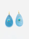 Aquamarine Pear Charm 13x18 / 13x20/ 14x20 mm Size - 925 Silver and gold plating- Gemstone Pendant- with inlay gemstone- QTY 1 PIECE