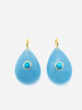 Aquamarine Pear Charm 13x18 / 13x20/ 14x20 mm Size - 925 Silver and gold plating- Gemstone Pendant- with inlay gemstone- QTY 1 PIECE