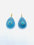 Aquamarine Pear Charm 13x18 / 13x20/ 14x20 mm Size - 925 Silver and gold plating- Gemstone Pendant- with inlay gemstone- QTY 1 PIECE