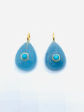 Aquamarine Pear Charm 13x18 / 13x20/ 14x20 mm Size - 925 Silver and gold plating- Gemstone Pendant- with inlay gemstone- QTY 1 PIECE