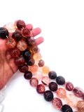 20mm Flower Quartz Round Beads – AAA Quality Gemstone Strand, origin Brazil. natural big size gemstone. Crystal flower Quartz.
