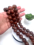 18mm Red Phantom Quartz Round Beads – AAA Quality Gemstone Strand, origin Brazil. natural gemstone