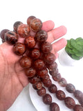 18mm Red Phantom Quartz Round Beads – AAA Quality Gemstone Strand, origin Brazil. natural gemstone