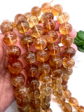 16mm Citrine Round beads top Quality, Natural Citrine in perfect Round. Brandy citrine. origin Brazil.