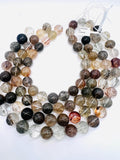 18mm Multi Rutilated Quartz Round Beads – AAA Quality Gemstone Strand, origin Brazil. Rutile round beads