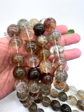 18mm Multi Rutilated Quartz Round Beads – AAA Quality Gemstone Strand, origin Brazil. Rutile round beads