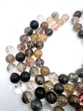 18mm Multi Rutilated Quartz Round Beads – AAA Quality Gemstone Strand, origin Brazil. Rutile round beads