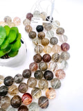 18mm Multi Rutilated Quartz Round Beads – AAA Quality Gemstone Strand, origin Brazil. Rutile round beads