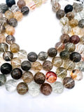 18mm Multi Rutilated Quartz Round Beads – AAA Quality Gemstone Strand, origin Brazil. Rutile round beads