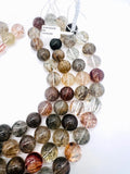 18mm Multi Rutilated Quartz Round Beads – AAA Quality Gemstone Strand, origin Brazil. Rutile round beads