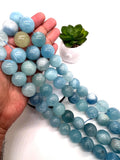 20MM Aquamarine Round Beads - AAA Quality - Length 40 cm- Natural Aquamarine from Brazil.
