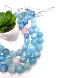 18MM Aquamarine Round Beads - AAA Quality - Length 40 cm- Natural Aquamarine from Brazil.