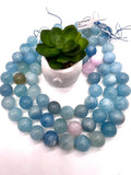 18MM Aquamarine Round Beads - AAA Quality - Length 40 cm- Natural Aquamarine from Brazil.