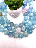 18MM Aquamarine Round Beads - AAA Quality - Length 40 cm- Natural Aquamarine from Brazil.