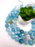 18MM Aquamarine Round Beads - AAA Quality - Length 40 cm- Natural Aquamarine from Brazil.