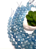 15MM Aquamarine Round Beads - AAA Quality - Length 40 cm- Natural Aquamarine from Brazil.
