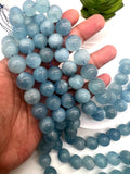 15MM Aquamarine Round Beads - AAA Quality - Length 40 cm- Natural Aquamarine from Brazil.