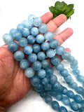 15MM Aquamarine Round Beads - AAA Quality - Length 40 cm- Natural Aquamarine from Brazil.