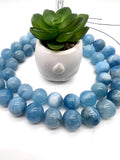 18MM Aquamarine Round Beads - AAA Quality - Length 40 cm- Natural Aquamarine from Brazil.
