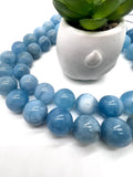 18MM Aquamarine Round Beads - AAA Quality - Length 40 cm- Natural Aquamarine from Brazil.