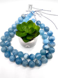 18MM Aquamarine Round Beads - AAA Quality - Length 40 cm- Natural Aquamarine from Brazil.