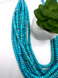 6 mm Turquoise Roundel Beads - AA Quality - Origin America- Length 40 cm - Natural Turquoise Rondelle Beads