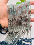 Moss Aquamarine faceted Roundel Beads - 3/3.5/4mmmm- Length 14 " - AAA Quality- Natural Moss Aquamarine Rondelle faceted beads.