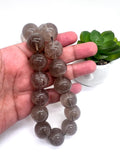 20mm Rutilated Quartz Round Beads – AAA Quality Gemstone Strand, origin Brazil.