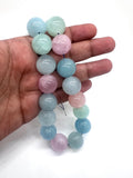 18MM Multi Aquamarine Round Beads - AAA Quality - Length 40 cm- Natural Aquamarine from Brazil.