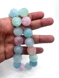 18MM Multi Aquamarine Round Beads - AAA Quality - Length 40 cm- Natural Aquamarine from Brazil.