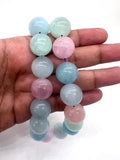 18MM Multi Aquamarine Round Beads - AAA Quality - Length 40 cm- Natural Aquamarine from Brazil.