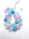 18MM Multi Aquamarine Round Beads - AAA Quality - Length 40 cm- Natural Aquamarine from Brazil.