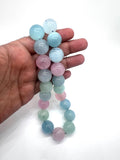 18MM Multi Aquamarine Round Beads - AAA Quality - Length 40 cm- Natural Aquamarine from Brazil.