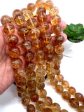 16mm Citrine Round beads top Quality, Natural Citrine in perfect Round. Brandy citrine. origin Brazil.
