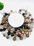 18mm Multi Rutilated Quartz Round Beads – AAA Quality Gemstone Strand, origin Brazil. Rutile round beads