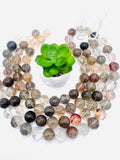 18mm Multi Rutilated Quartz Round Beads – AAA Quality Gemstone Strand, origin Brazil. Rutile round beads