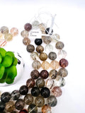 18mm Multi Rutilated Quartz Round Beads – AAA Quality Gemstone Strand, origin Brazil. Rutile round beads