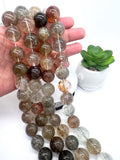 18mm Multi Rutilated Quartz Round Beads – AAA Quality Gemstone Strand, origin Brazil. Rutile round beads