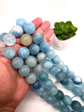 20MM Aquamarine Round Beads - AAA Quality - Length 40 cm- Natural Aquamarine from Brazil.