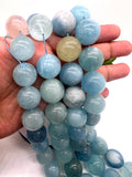20MM Aquamarine Round Beads - AAA Quality - Length 40 cm- Natural Aquamarine from Brazil.