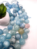 20MM Aquamarine Round Beads - AAA Quality - Length 40 cm- Natural Aquamarine from Brazil.