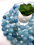 20MM Aquamarine Round Beads - AAA Quality - Length 40 cm- Natural Aquamarine from Brazil.