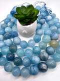 20MM Aquamarine Round Beads - AAA Quality - Length 40 cm- Natural Aquamarine from Brazil.